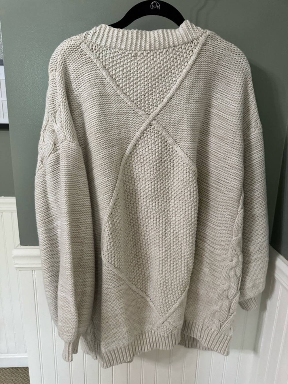 Skies are Blue Open-Front Cable Knit Cardigan Sweater - Cream - Picture 4 of 5